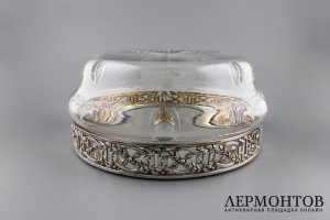 Ваза в серебряной оправе. Серебро 950 пробы, хрусталь, Франция, нач. 20 в.