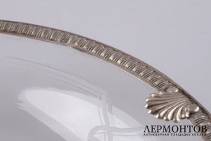 Пара тарелок. Серебро 950 пробы, стекло. Франция