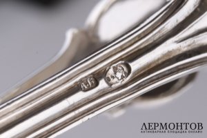 Сервировочные щипцы. Брагин. Серебро 84. Российская империя