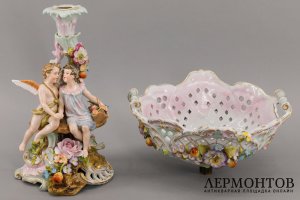 Ваза для фруктов Амур и Психея. Фарфор, роспись. Германия, Ширхольц, 1867 - 1911.