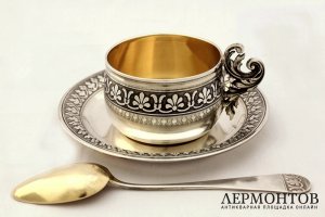 Кофейная пара в футляре. Серебро 950. Франция