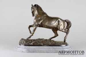 Скульптура Жеребец. Бронза, серебрение. Европа, кон.19- нач. 20 века.