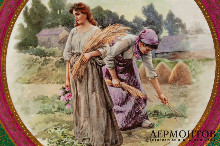 Настенное блюдо Жницы. Российская Империя, Товарищество Кузнецова, 1889-1917 г.