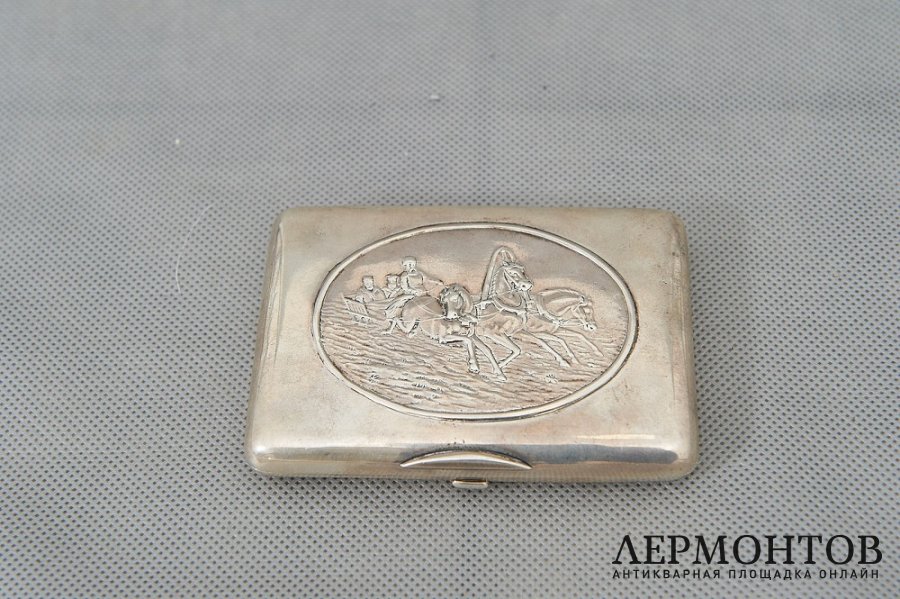 Портсигар. Серебро 84 пробы. Российская Империя.