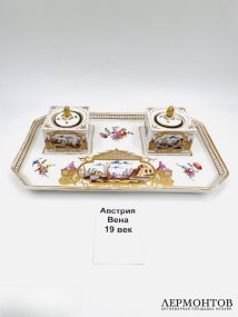 Чернильница в стиле шинуазри. Фарфор, роспись, Венская мануфактура, Австрия, 19 век