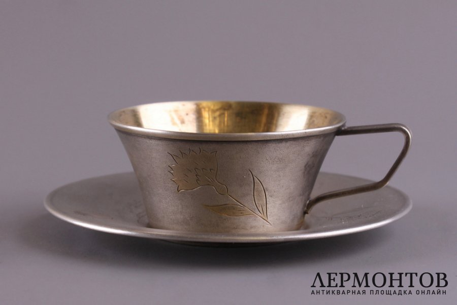 Кофейная пара. Серебро 875 пробы. СССР, завод Московский ювелир, 50-60-е гг. 20 в.