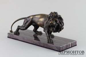Кабинетная скульптура Рычащий лев. Бронза. Европа, 1950-70-е гг.
