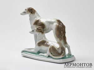Статуэтка «Борзые». Фарфор, Тюрингия, Германия, середина XX века