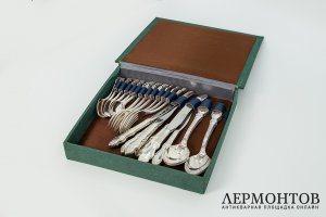 Набор столовых приборов на 6 персон Серебряная Роза. СССР, Кольчугино, 1970-1990 гг.
