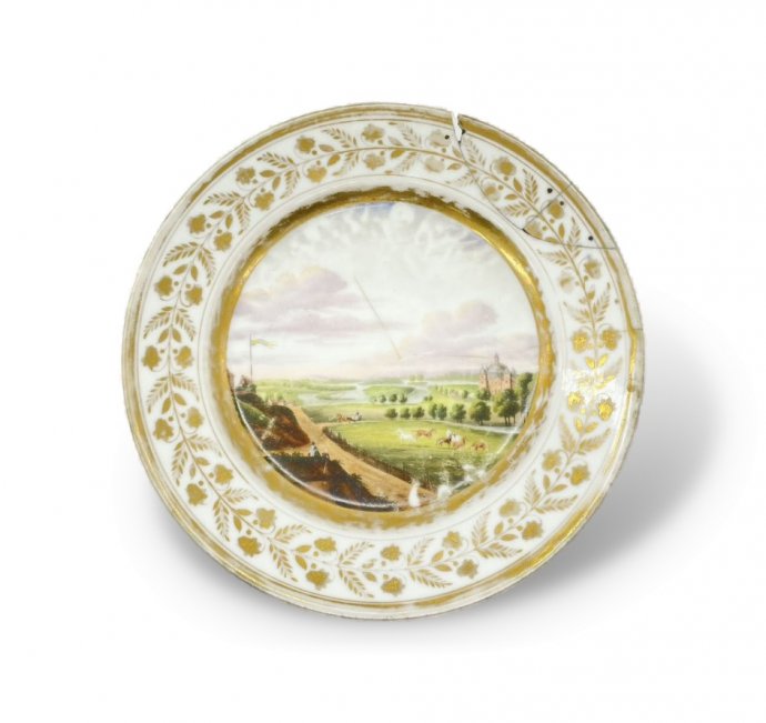 Тарелка Стремсхольмский дворец. Франция, Darte Freres, нач. 19 века. Фарфор, роспись.
