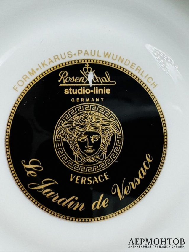 Чайный сервиз на 6 персон «Le Jardin des Papillons», форма Ikarus. Фарфор, золочение, Rosenthal, Versace