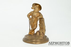 Статуэтка Лис Мореплаватель. Западная Европа, 1 половина 20 века. Бронза, золочение.
