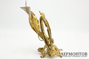 Рамка для двух фото, в стиле модерн. Европа, 1890е гг. Металл, золочение, серебрение