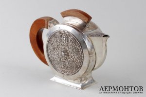 Молочник в стиле ар деко с восточным мотивом. Серебро 900 пробы. Камбоджа
