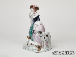 Статуэтка «Дама с борзыми». Фарфор, Karl Ens, Германия, 1919–1940 годы