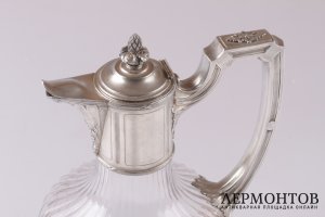 Графин A. Debain. Серебро 950 пробы, хрусталь. Конец XIX в. Франция