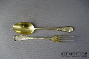 Подарочный набор Эгоист. Серебро 950 пробы. Франция, XIX век.