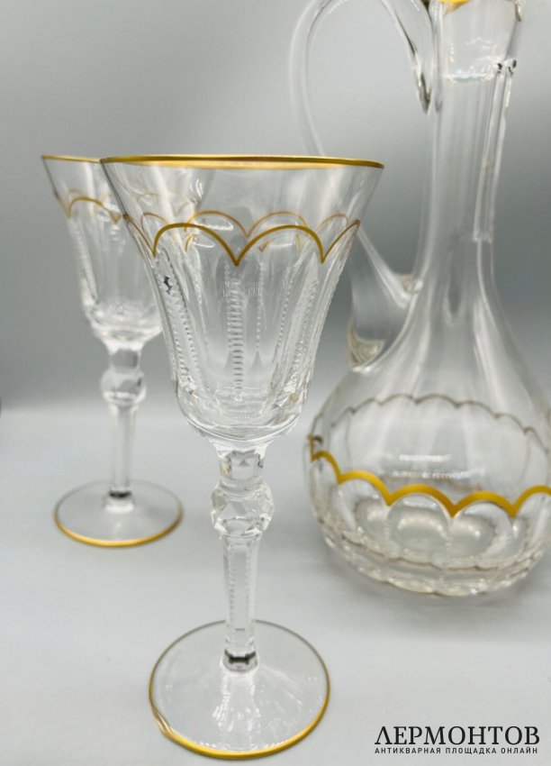 Набор для напитков: графин и 4 бокала. Хрусталь, Faberge, Франция, современная работа