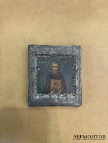 Икона «Святой Аврамий». Басма, живопись, Россия, 18–19 века