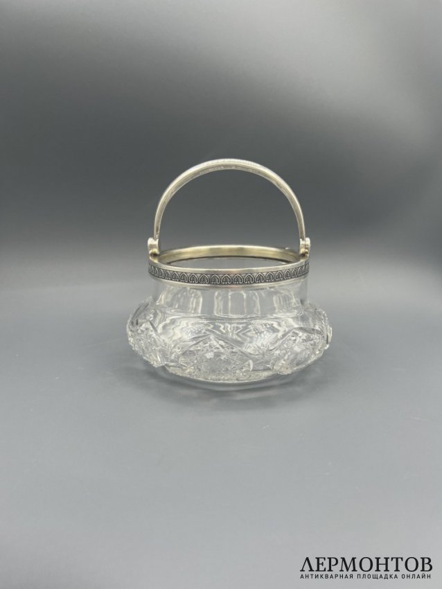 Ваза-конфетница. Хрусталь, серебро 84 пробы, Россия, 1908–1917 годы