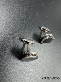 Запонки с ониксом. Серебро 925 пробы, Bvlgari, Италия