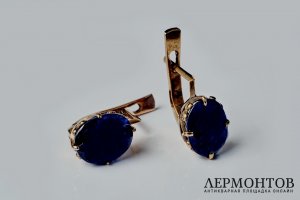 Серьги. Золото 56 пробы. Сапфиры. Российская империя XIX век. 