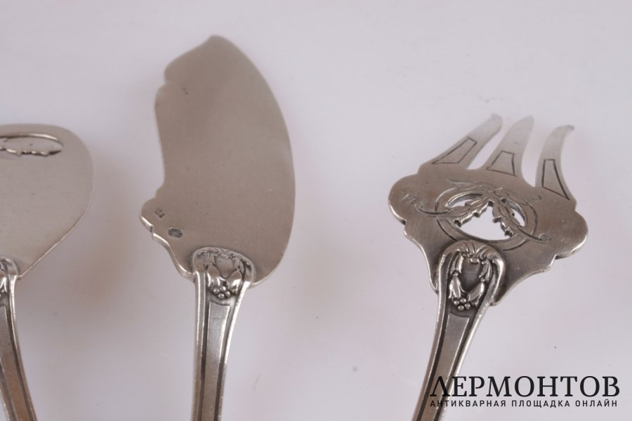 Набор для закусок Tetard Freres. Серебро 950. Франция