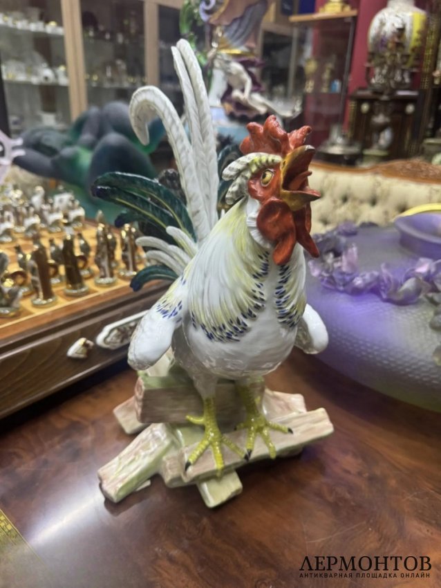 Скульптура «Домашний петух». Фарфор, роспись, Meissen, скульптор И. И. Кендлер, Германия, 1924–1934 годы