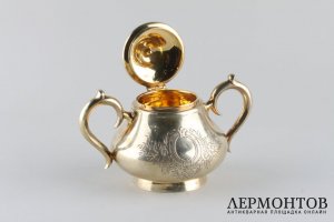 Сахарница. А.Афанасьев. Серебро 84 пробы. Российская империя.
