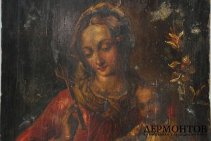 Икона Богоматери Неувядаемый цвет в серебряном окладе. Конец XVIII-2-я четверть XIX в