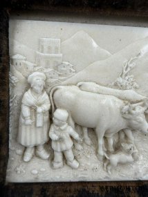 Плакетка «Пастораль» в раме. Фарфор, Западная Европа, конец 19 — начало 20 века
