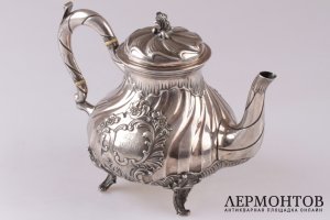 Чайник в стиле рококо. Henri Soufflot. Серебро 950 пробы. XIX в. Франция