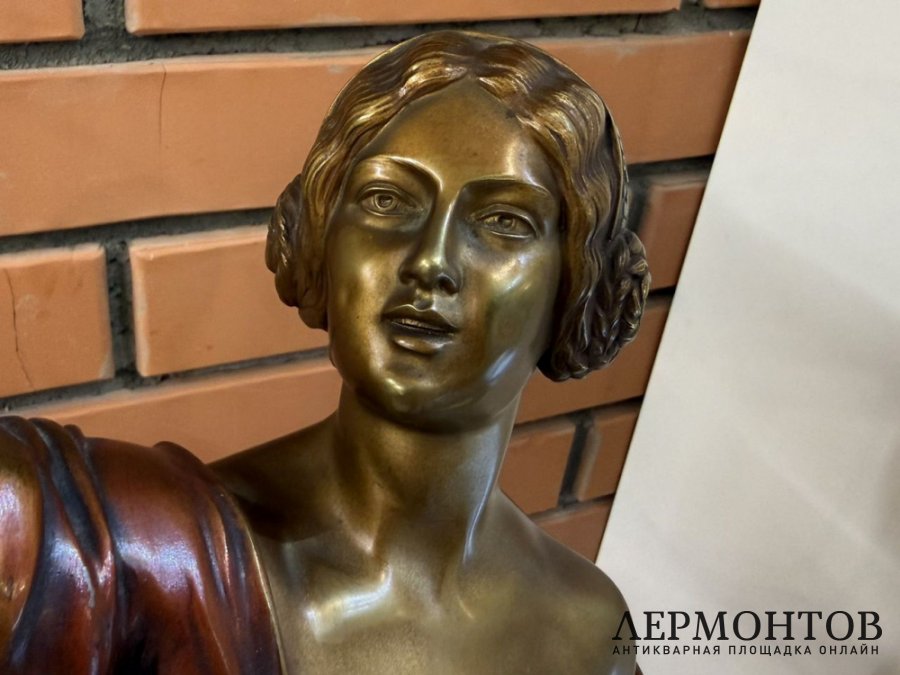 Скульптура Девушка с обручем в ст. Ар Деко. Германия, 1930-е гг. Бронза, цветн. лаки.