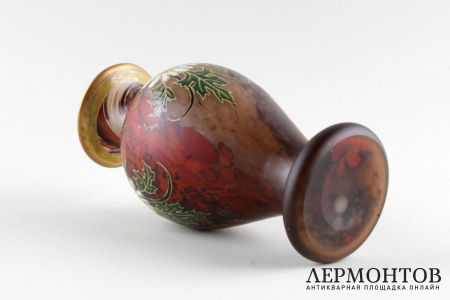 Ваза art nouveau с маргаритками. Legras. Стекло, полихромная эмаль. Франция, 1900-е.