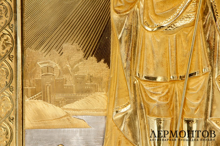 Икона Святой великомученик Дмитрий Солунский. Серебро. Россия, 1908-1917 гг. 