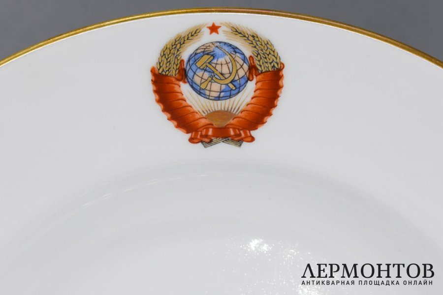 6 тарелок, Кремлевский сервиз. Фарфор. СССР, ЛФЗ, 1960-70е гг.