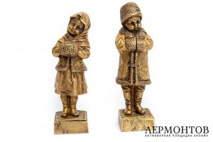 Парные статуэтки Девочка и мальчик. Бронза. Франция, Париж. 19 в. Авт. Мод. J.Guluche.