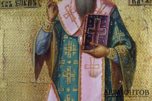 Икона.  Св. Епископ Лев Катанский. Дерево. Российская Империя, XIХ век.