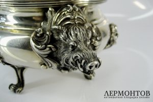Блюдо для жаркого с крышкой. Серебро 800. Германия, XIX век. 