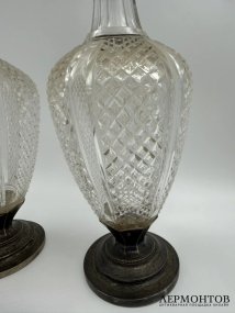 Парные графины. Хрусталь, серебро 84 пробы, фабрика Э. Кортмана, Россия, конец 19 — начало 20 века