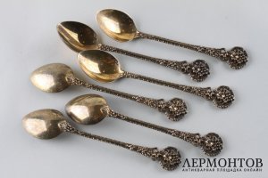 Ложки чайные Виноград. Серебро 916 пробы. СССР, 1960-80е гг.
