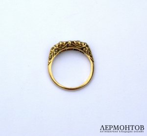 Золотое кольцо с бриллиантами старой огранки. Англия, 750 пр
