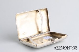 Портсигар, узор лыко. Серебро 84 пробы, чернь. Российская империя, 1899-1908.