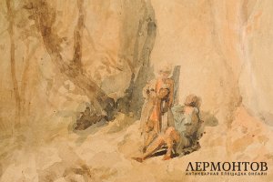 Пейзаж В горах Кавказа. Россия, художник Лагорио Лев Феликсович, 1873 г. Экспертиза.