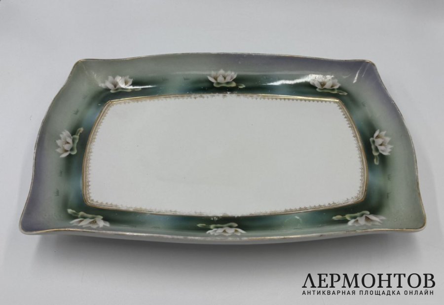 Блюда Кувшинка в ст. Модерн 3 шт. Россия, М. Кузнецов, 1900-е гг. Фарфор, роспись.