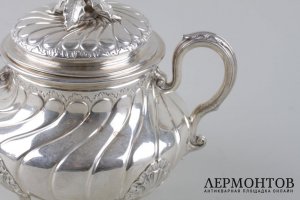 Сахарница в стиле рококо. M. Martin. Серебро 950 пробы. Франция
