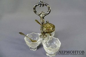 Прибор для специй. Серебро 950, стекло. Франция, XIX век. 