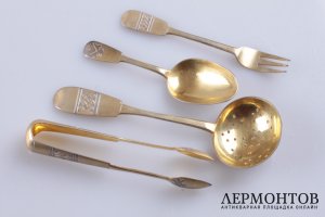Чайный набор из четырех предметов. Серебро 84. 1896 год. Российская империя