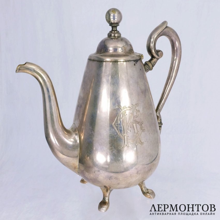 Кофейный набор 3 предмета. Грачев. Серебро 84 пробы. Российская империя