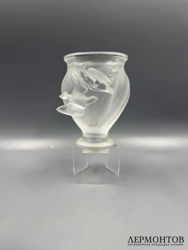 Ваза «Rosine» с двумя голубями. Хрусталь, Lalique, Франция